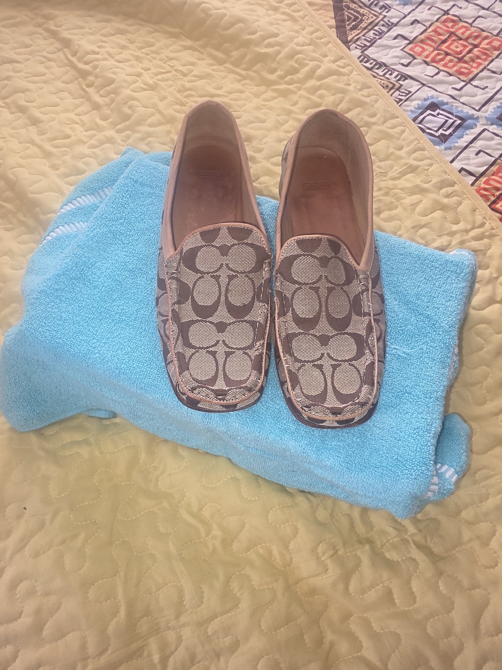 Coach Signature Canvas Loafers in Brown and Tan